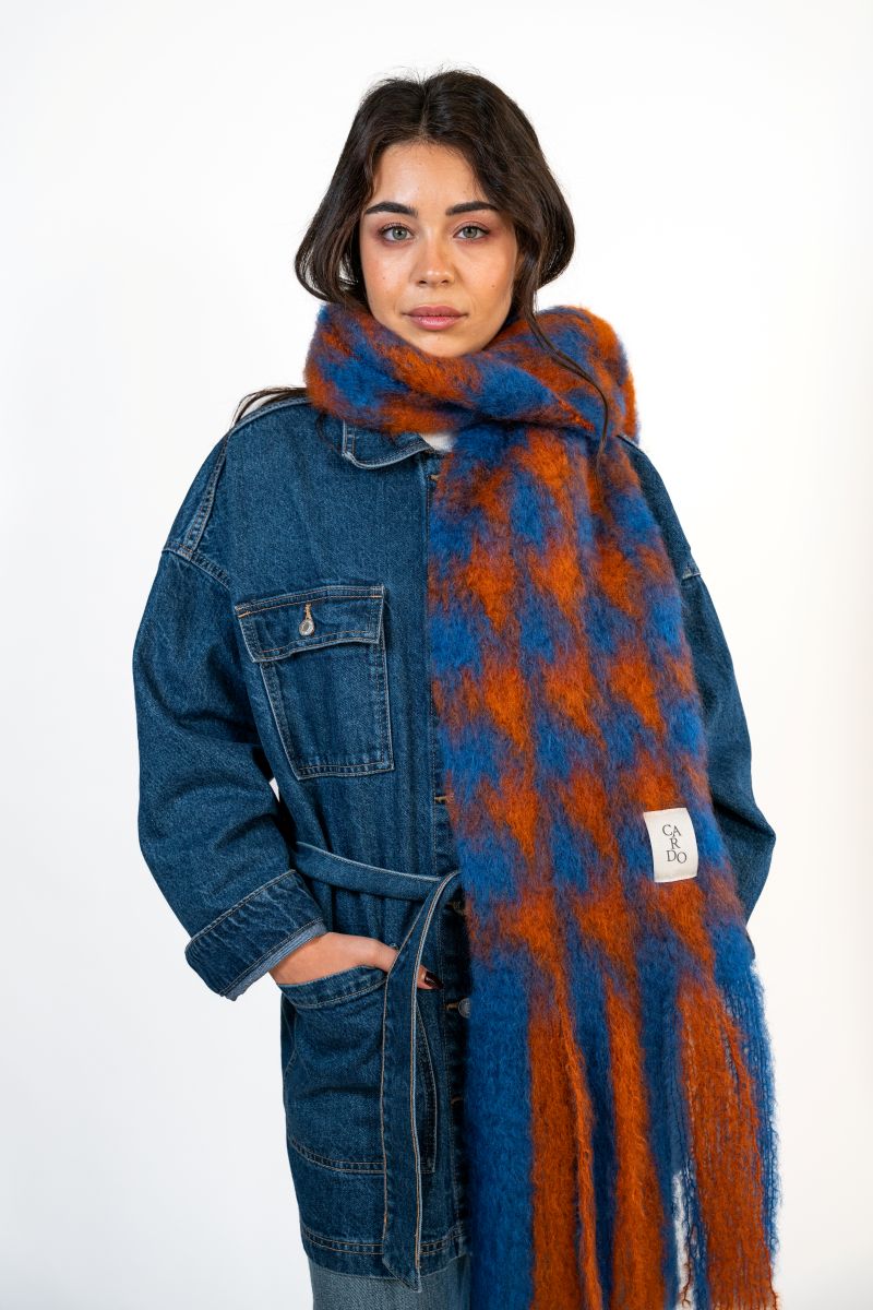 Blue Chess Maxi Scarf